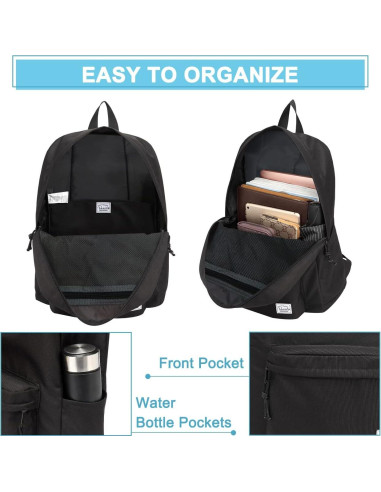 Mochila Ligera VASCHY Negra 20L Resistente al Agua