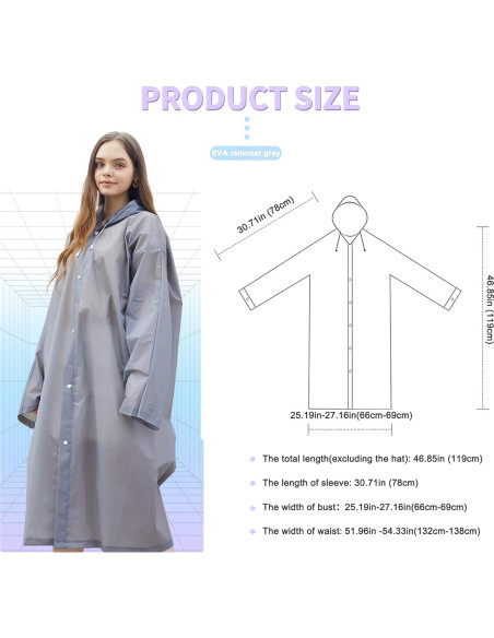 2 Ponchos de Lluvia Reutilizables Roctee para Adultos Gris