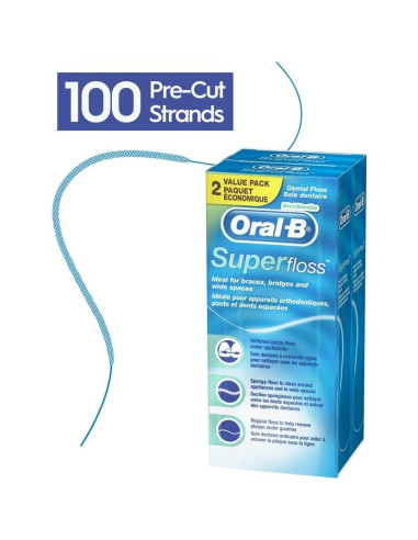 Hilo Dental Oral-B para Brackets Menta 100 Hilos Pre-Cortados