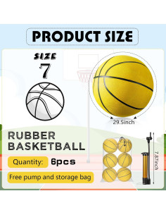 Leyndo 6 Balones de Baloncesto Tamaño 7 Goma Amarillo 2