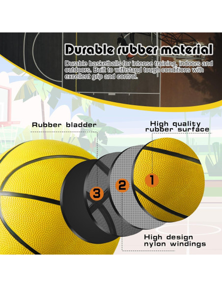 Leyndo 6 Balones de Baloncesto Tamaño 7 Goma Amarillo