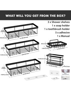 Organizador de Ducha Moforoco - 5 Estantes de Acero Inoxidable 2