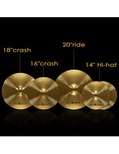 Juego de Platillos de Batería HAIRIESIS 5 Piezas 14" a 20" 2