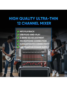 Mezclador de Audio FULODE CT120 de 12 Canales con Bluetooth 2