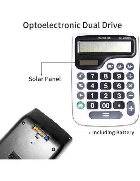 Calculadora de Escritorio YEBMoo 12 Dígitos Solar y Batería