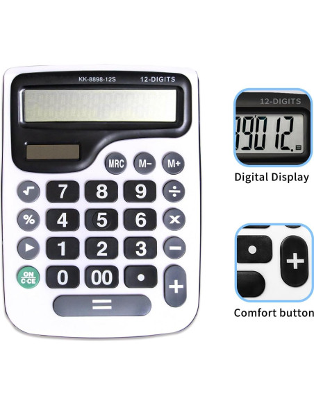 Calculadora de Escritorio YEBMoo 12 Dígitos Solar y Batería