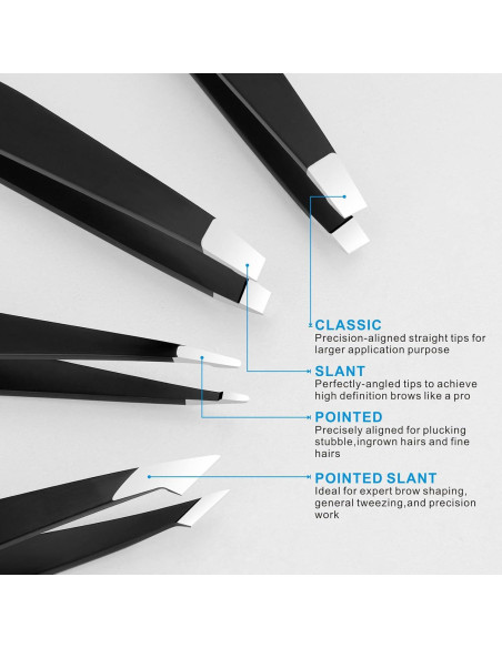 Juego de Pinzas Pefei - Acero Inoxidable 4 Piezas para Cejas