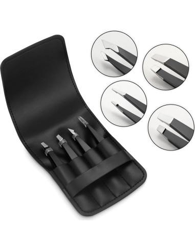 Juego de Pinzas Pefei - Acero Inoxidable 4 Piezas para Cejas