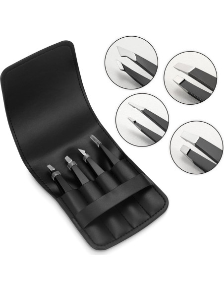 Juego de Pinzas Pefei - Acero Inoxidable 4 Piezas para Cejas