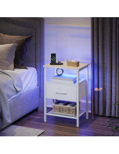 Juego de Mesas de Noche TRIFEBLE LED con Carga USB 2 Piezas 2