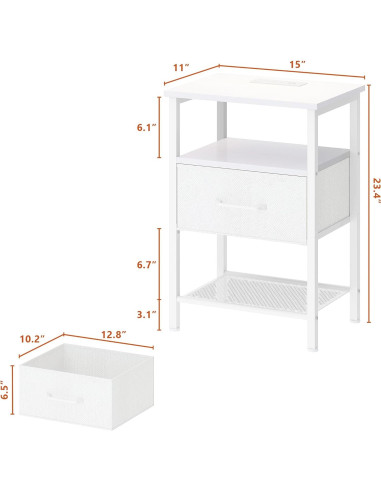Juego de Mesas de Noche TRIFEBLE LED con Carga USB 2 Piezas