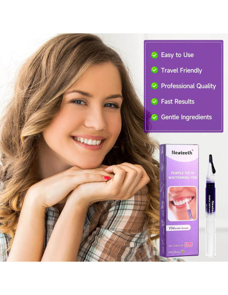 Lápiz Blanqueador de Dientes Neateeth Morado 3 Paquetes