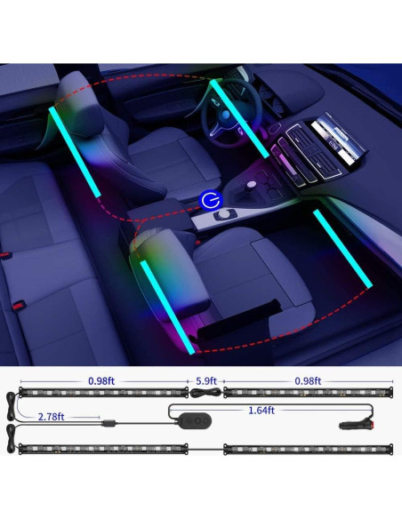 Luces LED RGBIC para Coche Govee H6119, 72 Luces, Control APP
