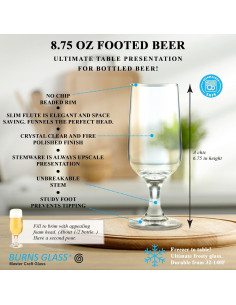 Juego de Vasos de Cerveza Burns Glass 6Pcs Flauta 250ml 2