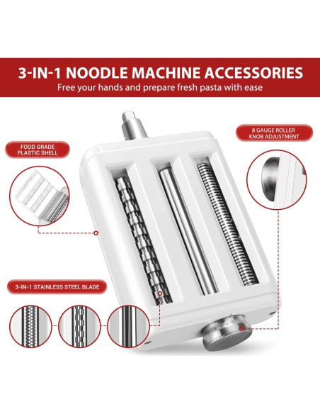 Accesorio para hacer pasta 3 en 1 NEWSETS para KitchenAid