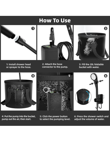 Ducha portátil Moriko YT-100w, 6000mAh, cabezal filtrado