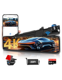 Cámara de Espejo Retrovisor Jansite 4K 12" WiFi con Dash Cam