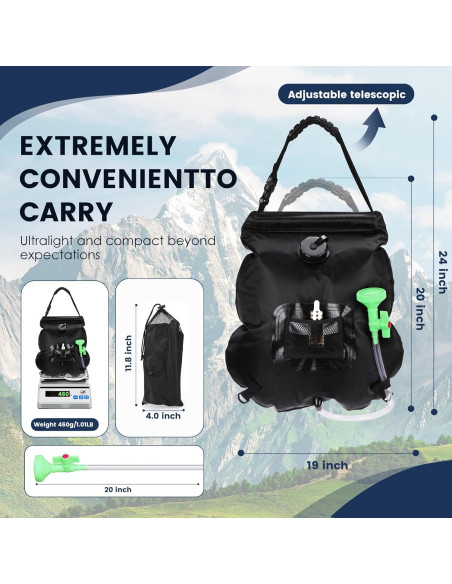 Bolsa de Ducha Solar Cljlixcy 20L Portátil para Camping