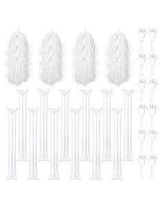 36 Accesorios de Animación ZCYSRLQIN - Pom Poms, Aplaudidores y Palos de Trueno Blancos