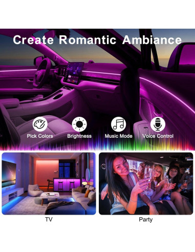 Luces LED de tira QVEVDACAR 5 en 1 RGB para coche 599.4 cm
