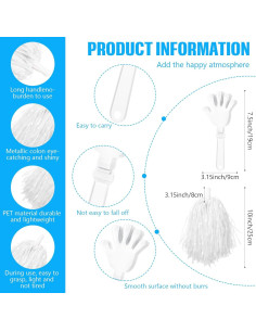 36 Accesorios de Animación ZCYSRLQIN - Pom Poms, Aplaudidores y Palos de Trueno Blancos 2