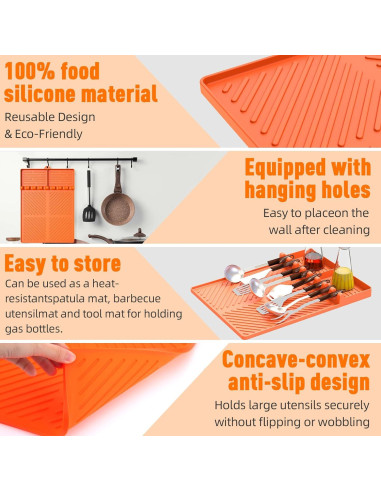 Alfombrilla de Silicona para Parrilla Blackstone Naranja 40x29 cm