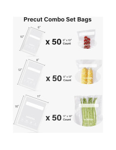 Bolsas de Sellado al Vacío Kootek 150 Pzas 11x16 8x12 6x10 2