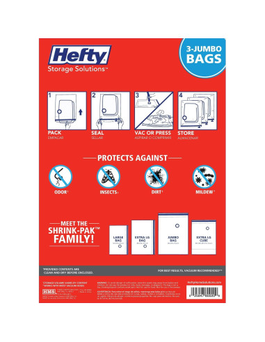 Bolsas de Almacenamiento al Vacío Hefty Shrink-Pak Jumbo - 3 Unidades