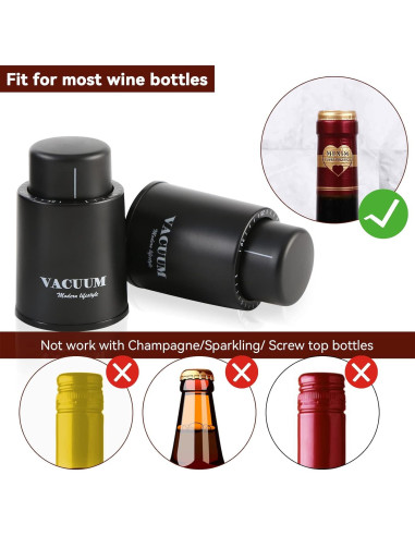 2 Tapones de Vacío para Botellas de Vino Sunwuun - Conservador Reutilizable