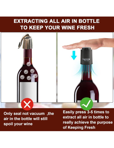 2 Tapones de Vacío para Botellas de Vino Sunwuun - Conservador Reutilizable