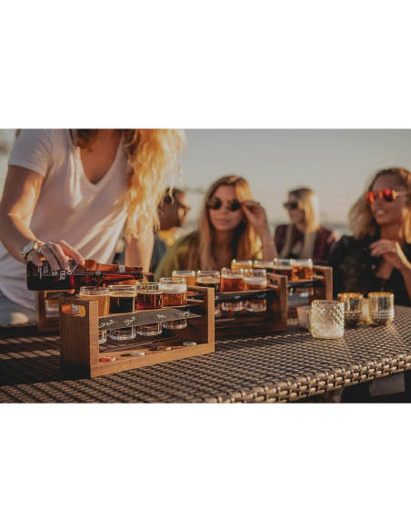 Conjunto de Vuelo de Cerveza Artesanal Picnic Time - Madera de Acacia