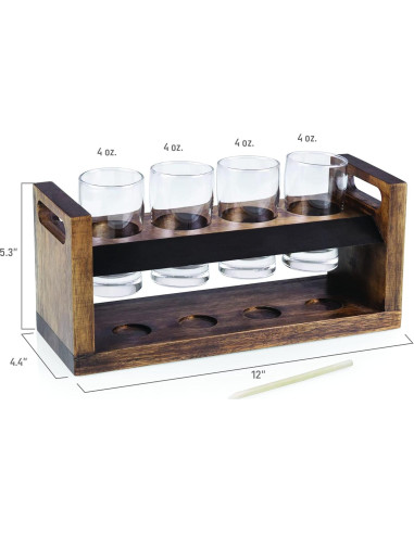 Conjunto de Vuelo de Cerveza Artesanal Picnic Time - Madera de Acacia