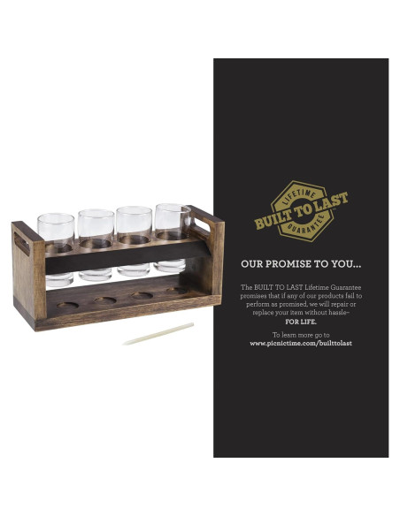 Conjunto de Vuelo de Cerveza Artesanal Picnic Time - Madera de Acacia