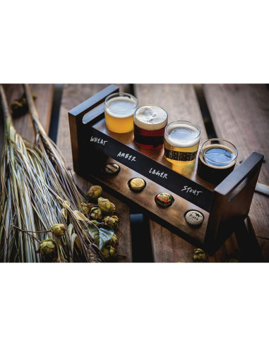 Conjunto de Vuelo de Cerveza Artesanal Picnic Time - Madera de Acacia