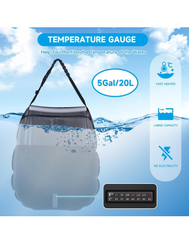 Bolsa de Ducha Solar FENSAN 20L Portátil para Camping