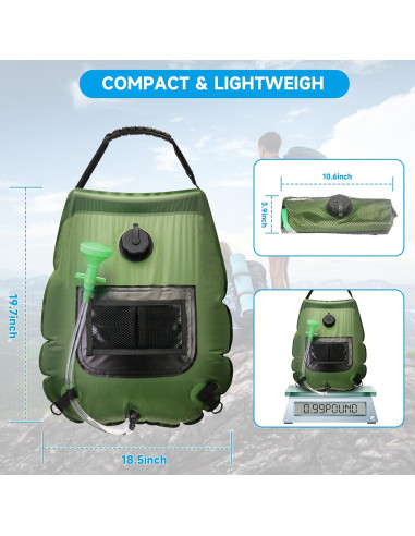 Bolsa de Ducha Solar FENSAN 20L Portátil para Camping