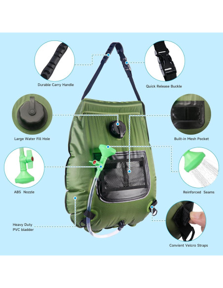 Bolsa de Ducha Solar FENSAN 20L Portátil para Camping