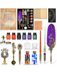 Juego de Caligrafía AIYNC con Pluma de Pavo y Tinta 2