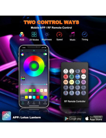 Luces LED de tira Jushope 5 en 1 RGB 599.64 cm con APP