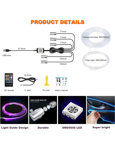 Luces LED de tira Jushope 5 en 1 RGB 599.64 cm con APP