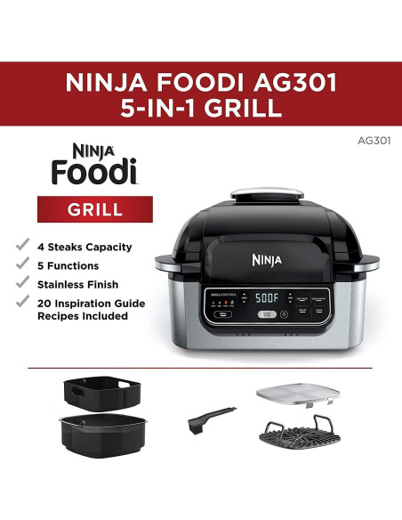 Parrilla Eléctrica Ninja Foodi AG301 5-en-1 Programable