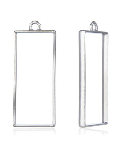 50 Piezas Marco Bezel Abierto Rectangular Plateado Adabele