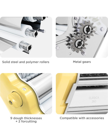 Máquina de Pasta PASTALINDA 26 cm Acero Inoxidable Amarillo