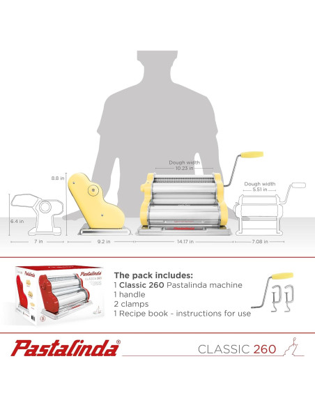 Máquina de Pasta PASTALINDA 26 cm Acero Inoxidable Amarillo