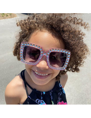 Gafas de Sol para Niñas LWBTOSEE con Rhinestones - Oro Rosa