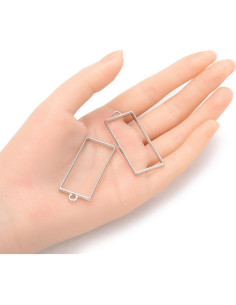 50 Piezas Marco Bezel Abierto Rectangular Plateado Adabele 2