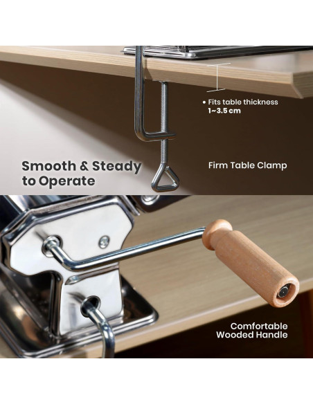 Máquina de Pasta ISILER 2 en 1 con 9 Grosor Ajustable