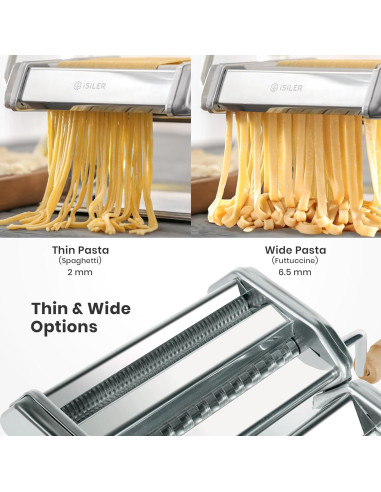 Máquina de Pasta ISILER 2 en 1 con 9 Grosor Ajustable