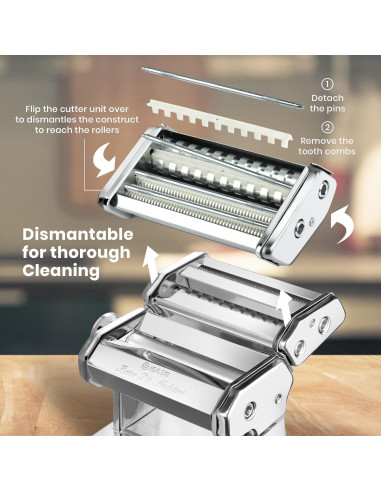 Máquina de Pasta ISILER 2 en 1 con 9 Grosor Ajustable