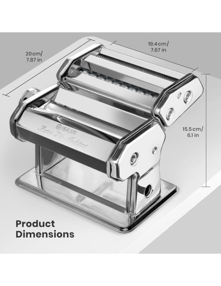 Máquina de Pasta ISILER 2 en 1 con 9 Grosor Ajustable